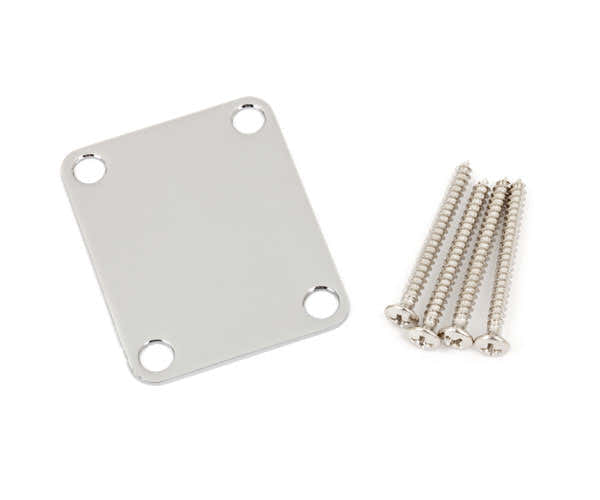 4-BOLT VINTAGE-STYLE NECK PLATE "PLAIN" (NO SERIAL NUMBER OR LOGO) (CHROME)