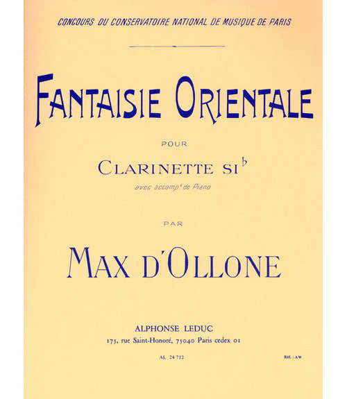 OLLONE MAX (D') - FANTAISIE ORIENTALE - CLARINETTE ET PIANO