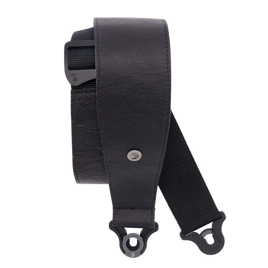 COMFORT LEATHER AUTO LOCK GUITAR STRAP BLACK