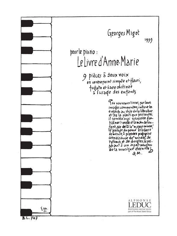 Migot Georges - Le Livre d'ANNE-marie