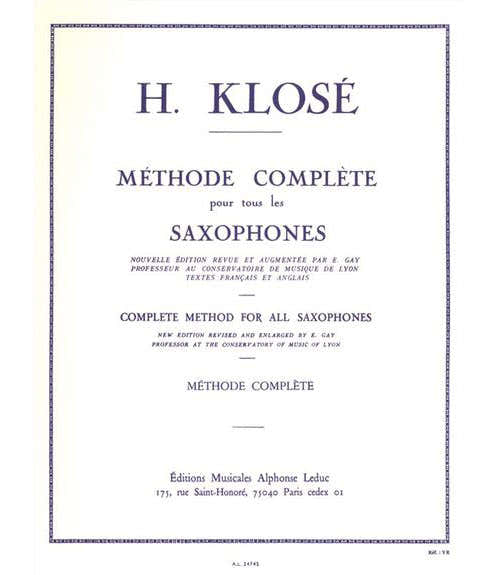 Méthode Complète Pour Tous Les Saxophones - Klosé