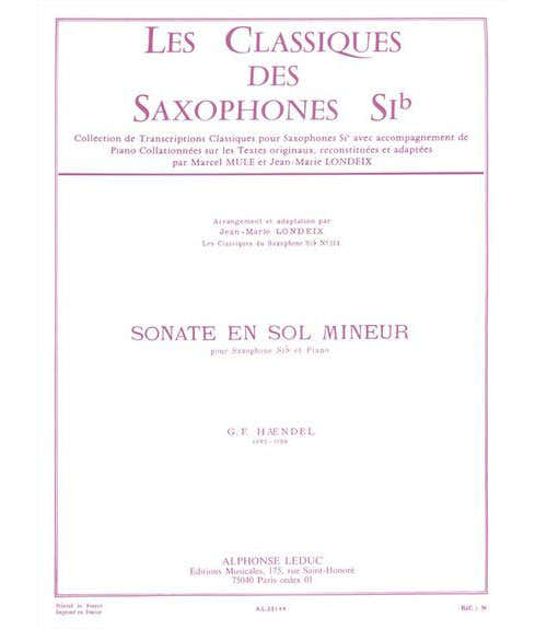 HAENDEL GEORG FRIEDRICH - SONATE EN SOL MINEUR (LONDEIX)