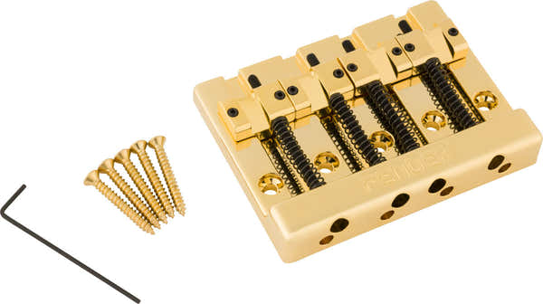 Fender Conjunto de puente de bajo de 4 cuerdas HiMass con selletas de latón Dorado