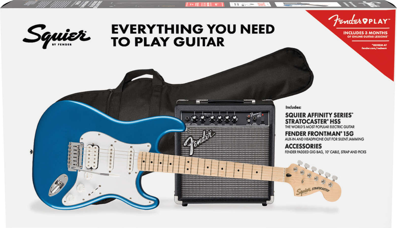 Stratocaster HSS Affinity Pack MN Azul Lake Placid