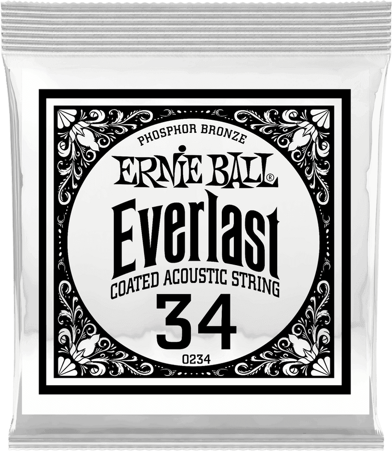 .034 EVERLAST COATED PHOSPHOR BRONZE ACOUSTIC GUITAR STRINGS