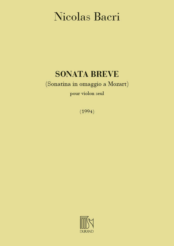 BACRI N. - SONATA BREVE OPUS 45 - VIOLON