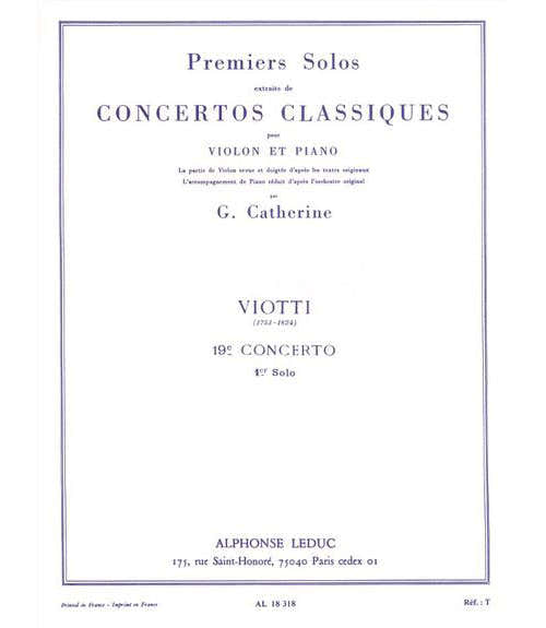 VIOTTI G.B. - SOLO N°1 DU CONCERTO N°19 - VIOLÍN & PIANO