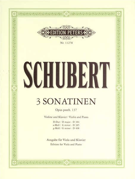 Schubert Franz - Three Sonatinas Op.Post 137 - Viola And Piano