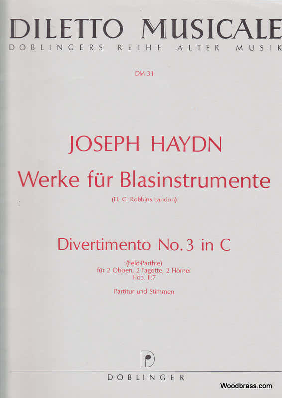 Haydn Joseph - Divertimento N°3 In C Hob.ii:7 - Conducteur & Parties