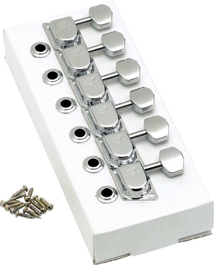 70S "F" STYLE STRATOCASTER/TELECASTER TUNING MACHINES CHROME (6)