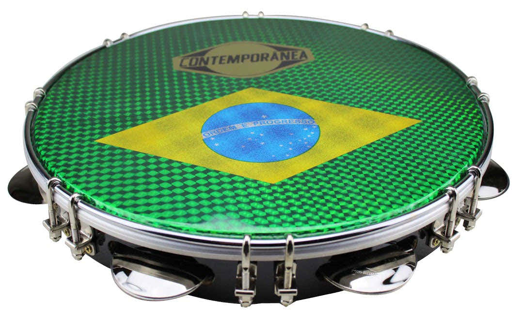 C-PL11-01B - Pandeiro 11" Negro - Bandera de Brasil
