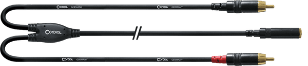 Cable Y Divisor Minijack Hembra Estéreo/2 RCA 30 CM