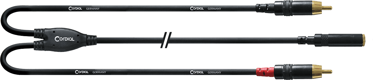 Cable Y Divisor Minijack Hembra Estéreo/2 RCA 30 CM