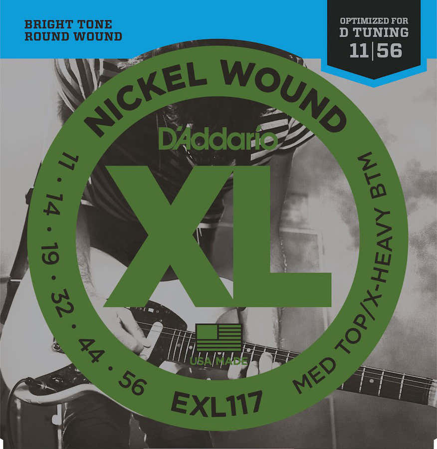 EXL117 NICKEL WOUND ELECTRIC GUITAR STRINGS MEDIUM TOP/EXTRA-HEAVY BOTTOM 11-56
