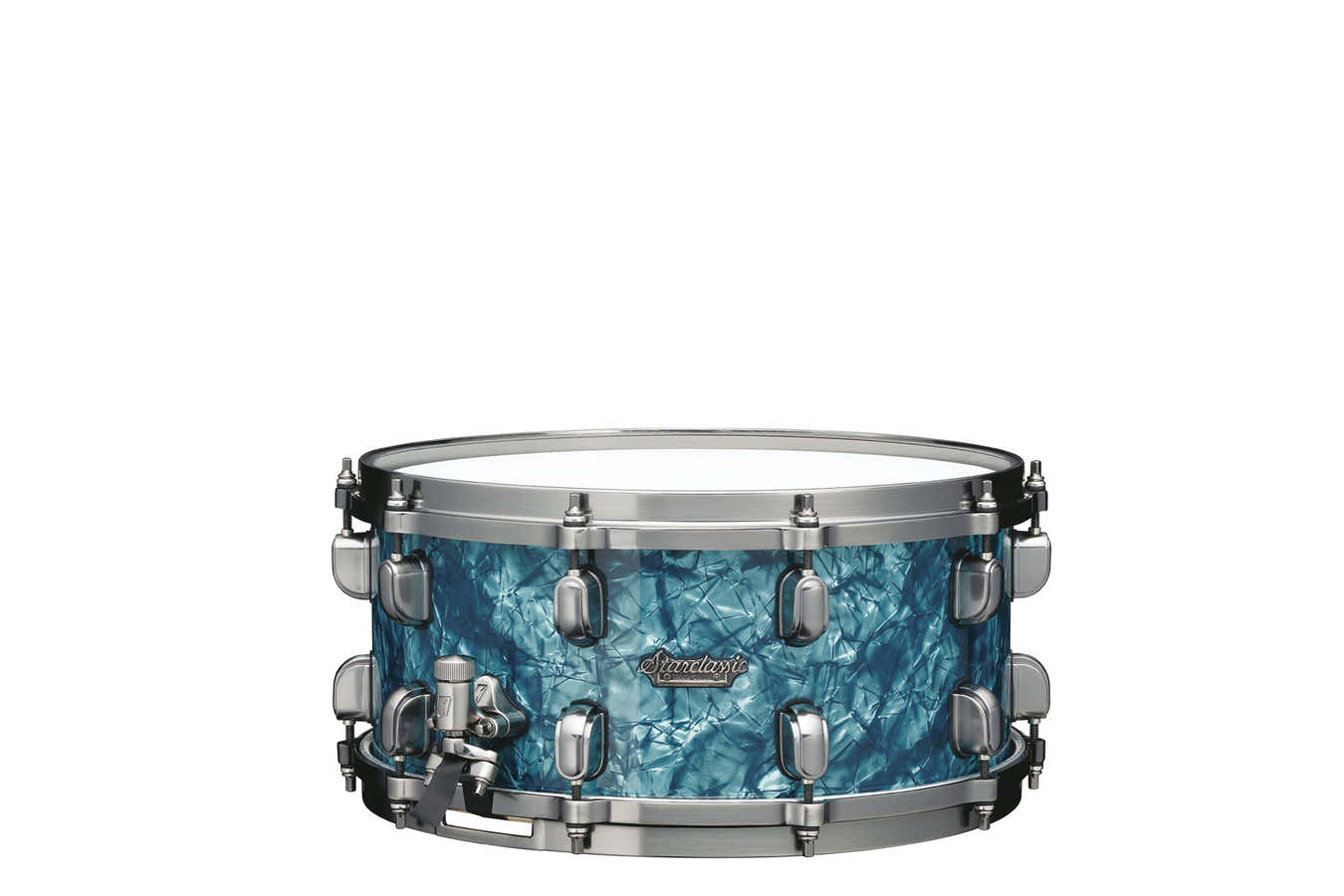 STARCLASSIC MAPLE 14X6.5 SNARE DRUM SMOKED BLACK NICKEL SHELL HARDWARE TURQUOISE PEARL