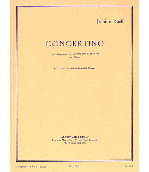 Rueff J. - Concertino Op.17 - Saxophone et Piano