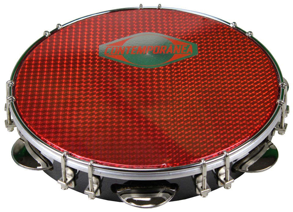 C-PF10-01BR - PANDEIRO 10" BLACK - SKIN RED
