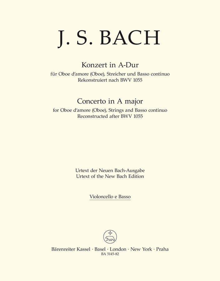 Bach J. S. - Concerto In A Major - Violoncelle/basse
