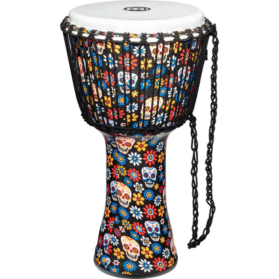 PERCUSSION 12" ROPE TUNED TRAVEL SERIES DJEMBE SYNTHETIC HEAD (PATENTED) DAY OF THE DEAD