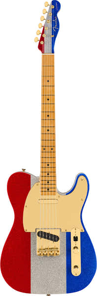 Telecaster Signature Buck Owens Mn Brillo rojo plateado azul