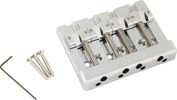 Fender Conjunto de puente de bajo de 4 cuerdas HiMass con cuerdas a través del cuerpo y selletas de latón Cromo
