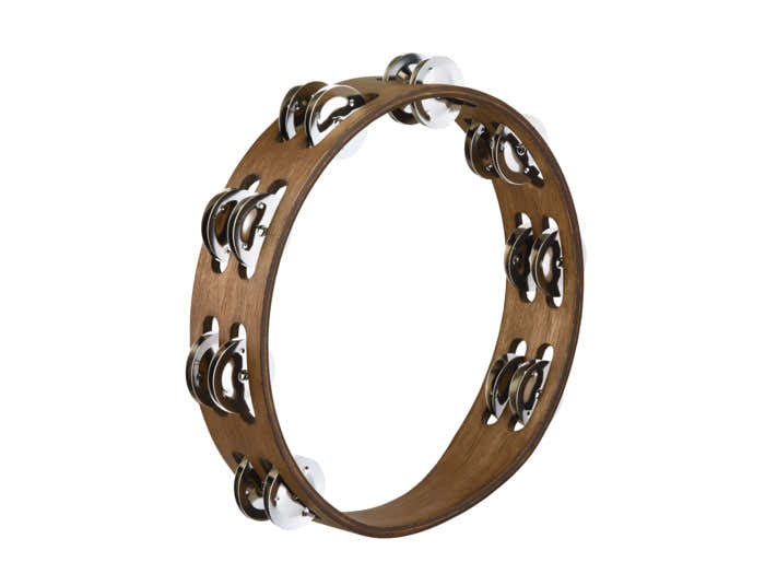 TRADITIONAL WOOD TAMBOURINES STAINLESS STEEL JINGLES