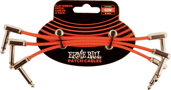 CABLES INSTRUMENT PATCH PACK OF 3 - THIN & FLAT ELBOW - 15 CM - RED