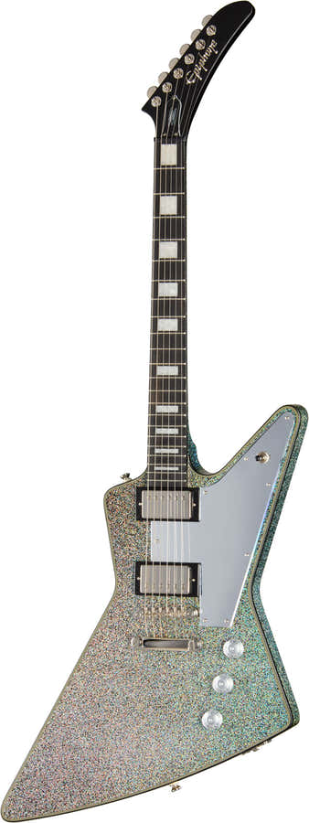 Explorer Custom Firma Lzzy Hale Diamante Negro Brillo Holográfico IBG
