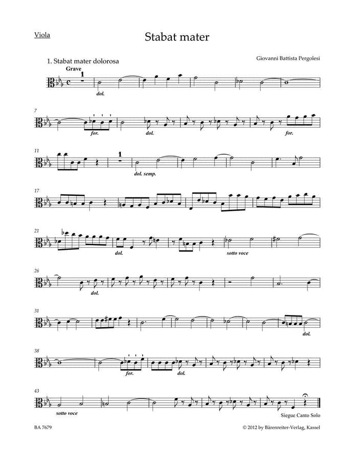 PERGOLESE G.B. - STABAT MATER - ALTO