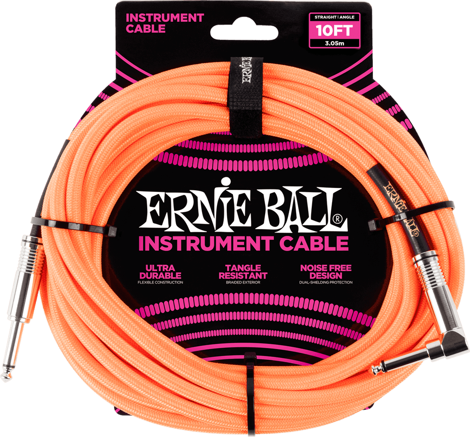 Cables de Instrumento Funda Trenzada Jack/jack Acodado 3M Naranja