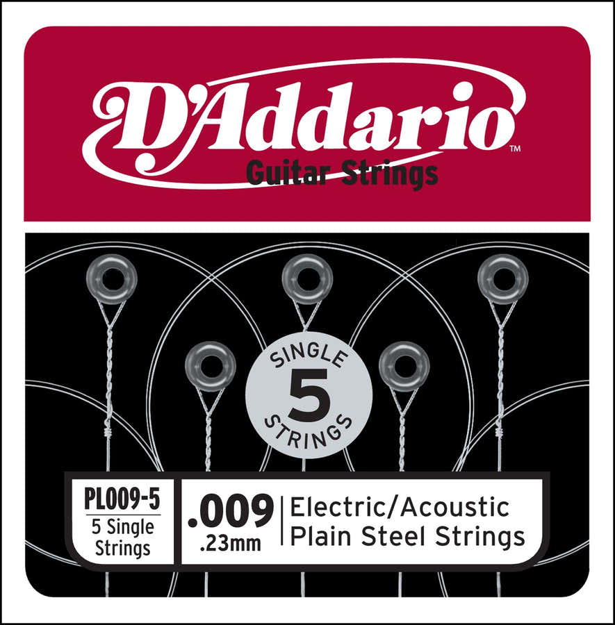 PL009-5 PLAIN STEEL GUITAR SINGLE STRING .009 5-PACK