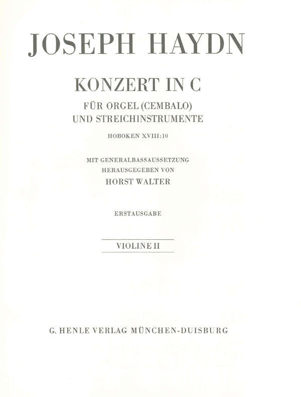 Haydn J. - Concierto para órgano (clave) con instrumentos de cuerda en Do mayor Hob. Xviii:10