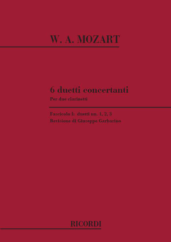 MOZART W.A. - 6 DUETTI CONCERTANTI - DUETTI N.1 2 3 - CLARINETTE