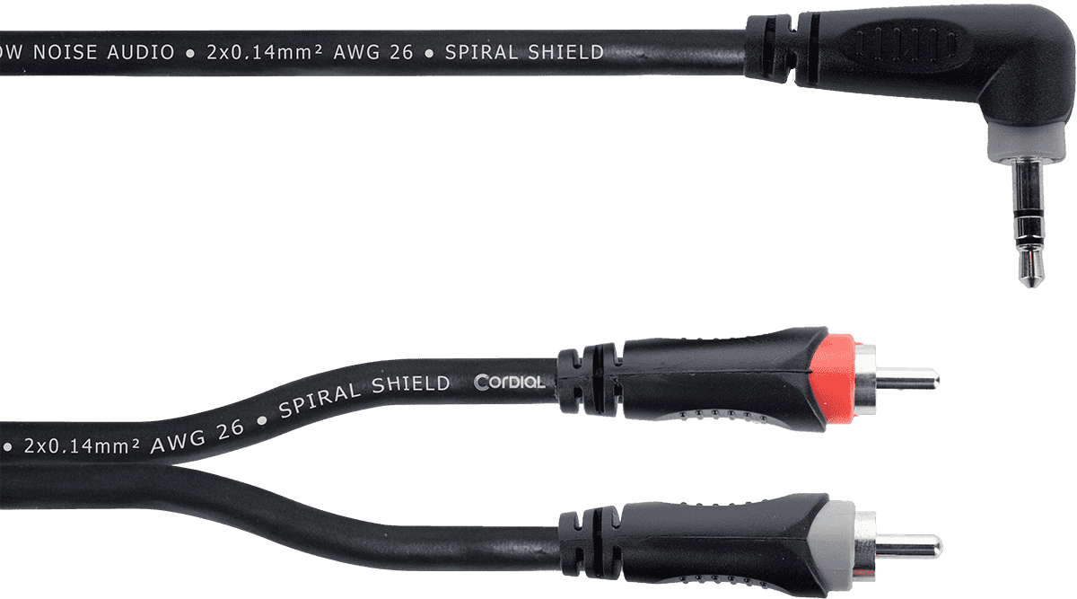 Cable Y Mini-jack Estéreo Acodado / 2 RCA 1,5 M