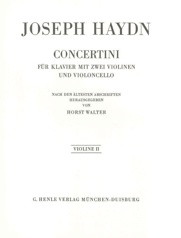 Haydn J. - Concertini For Piano (harpsichord) With Two Violins And Violoncello