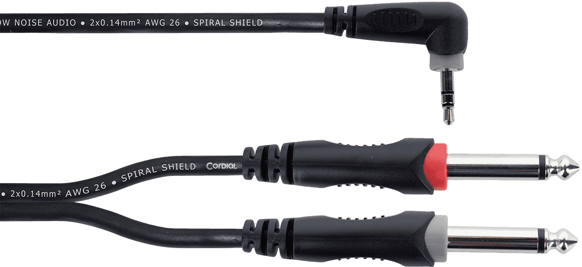 Cable Y Mini-jack Estéreo Acodado / 2 Jacks Mono 3 M