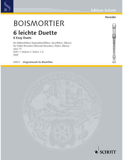 BOISMORTIER JOSEPH BODIN DE - SIX EASY DUETS OP. 17 BAND 1 - 2 TREBLE RECORDERS