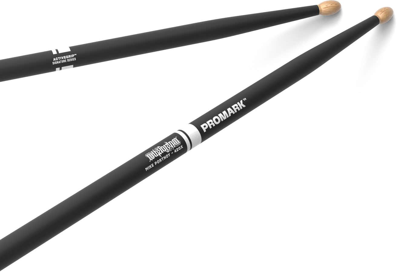 TXMP420XW-AG - Baquetas de hickory con punta ovalada Mike Portnoy ActiveGrip 420X