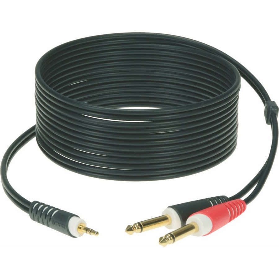 CABLE Y BLACK 1M MINI JACK 3P - 2X JACK 2P GOLD CONTACT