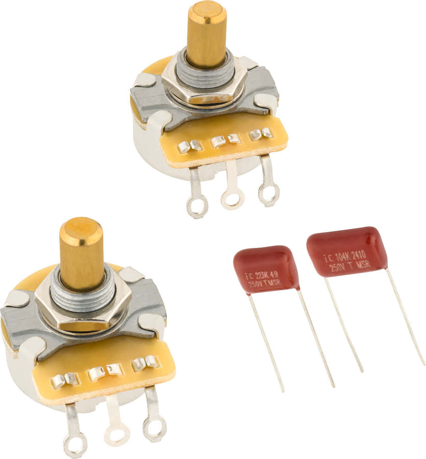 Kit de potenciómetro de eje macizo y condensador Telecaster, pack de 2