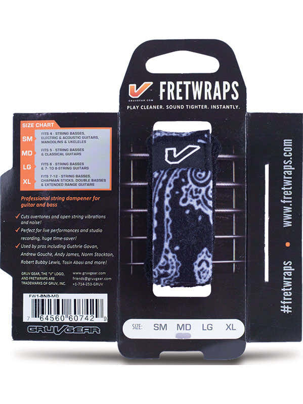 FretWraps Bandana negro - Mediano