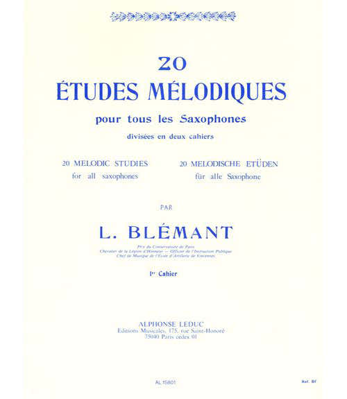 Blemant L. - 20 Etudes Melodiques Pour Saxophone Vol.1