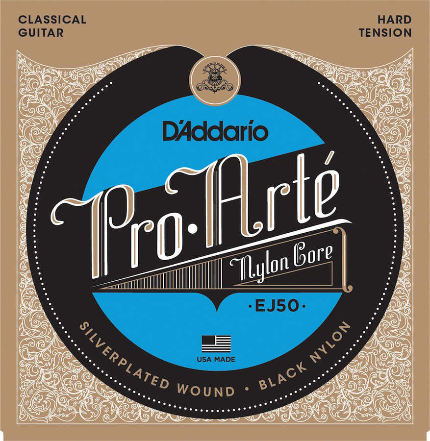 EJ50 PRO-ARTE BLACK NYLON CLASSICAL GUITAR STRINGS HARD TENSION