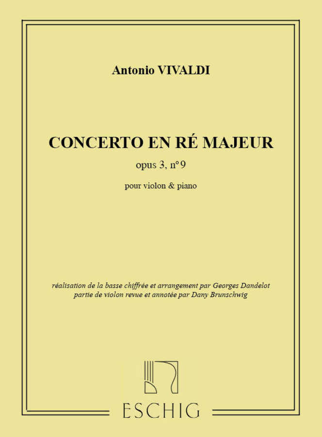 Vivaldi A. - Concerto Op 3 N 9 Re Majeur - Violon et Piano