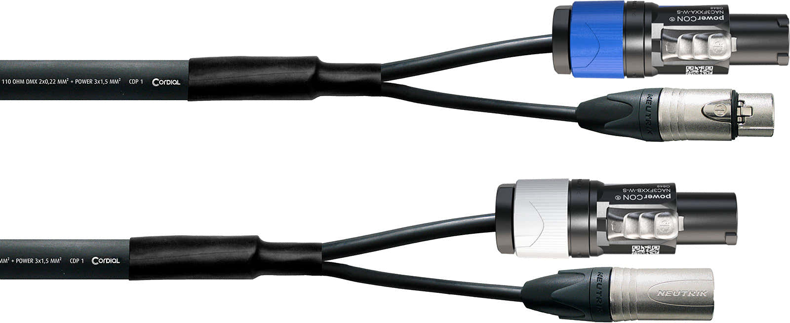 Cable DMX XLR de 3 pines + Powercon 1,5 M