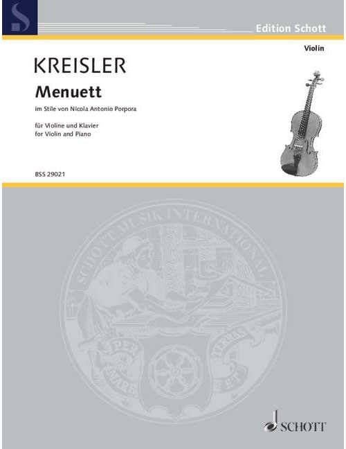 Kreisler - Menuett Im Stile Von Nicola Antonio Porpora No. 3 - Violon et Piano