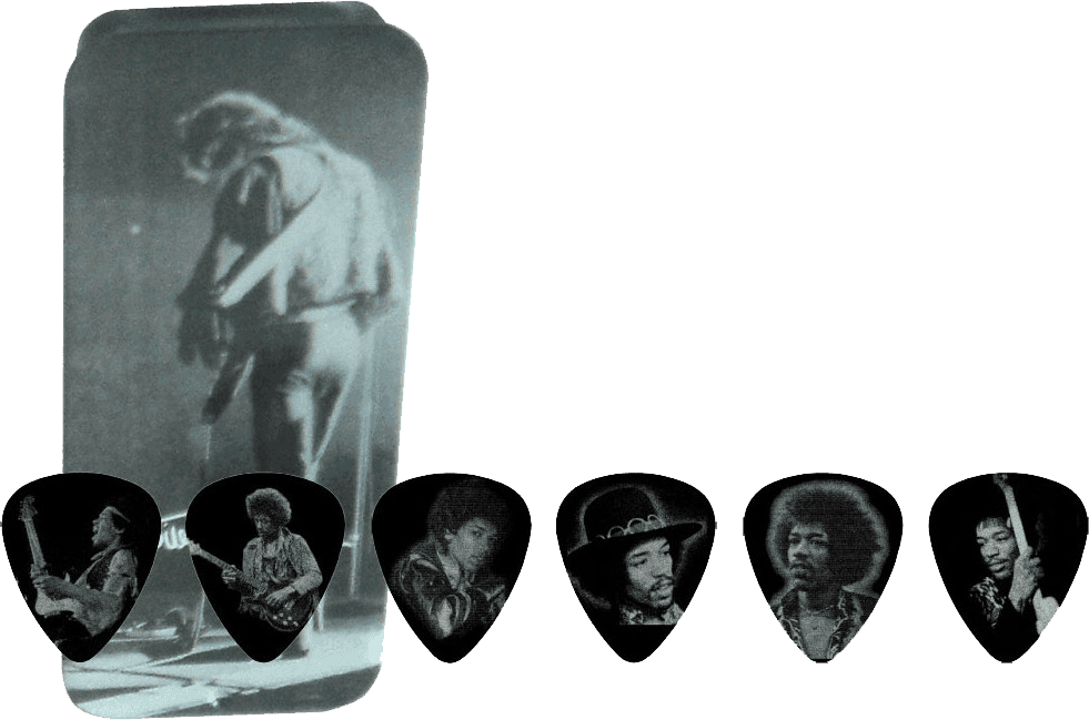12 x Jimi Hendrix Retrato plateado medio