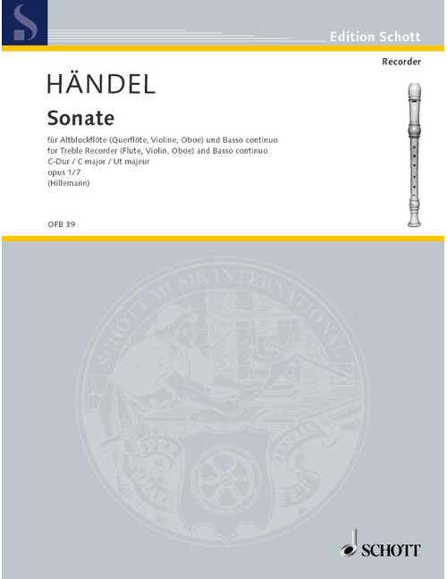 Handel G.F. - Cuatro sonatas Op 1 Hwv 365 - Flauta de pico alto (flauta violín oboe) y bajo continuo