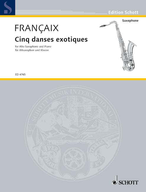 Francaix Jean - Cinq Danses Etiques - Saxophone Alto Piano