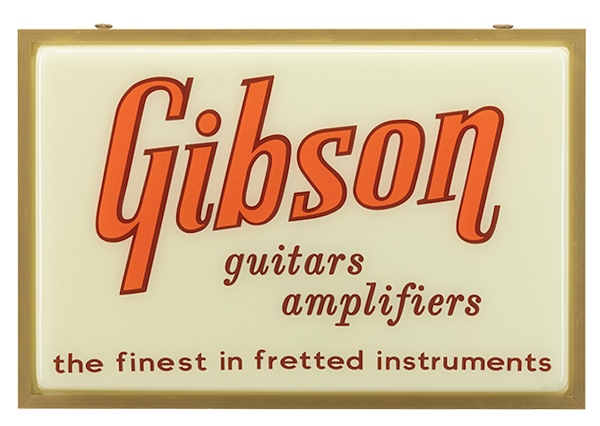 Home Office And Studio Gibson Vintage Lighted Sign - Guitars & Amplifiers Sign